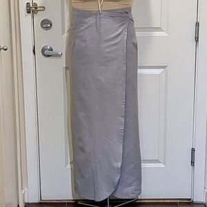 NWOT Beckwoman M Grey 100% Cotton Fully Lined Maxi Wrap Skirt